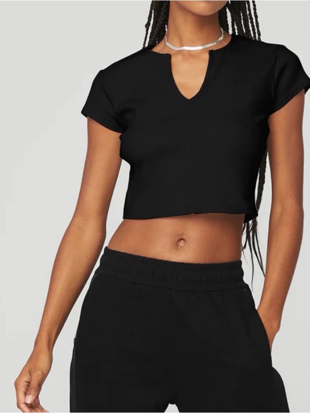 ALO Yoga Black V-Notch Crop Top